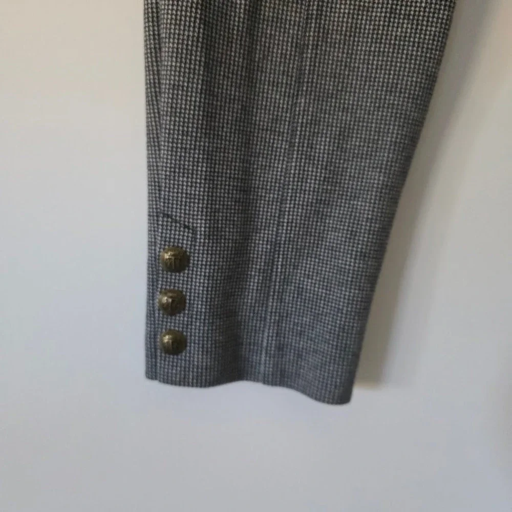 Talbots‎ Women's Size M Houndstooth Plaid Stretch Ankle Pants Gold Button Detail
